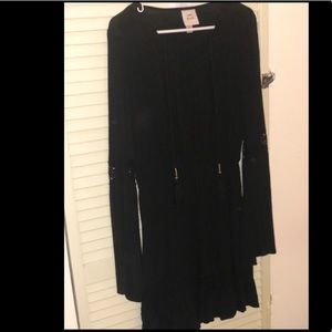 BOHO black dress with bell sleeve